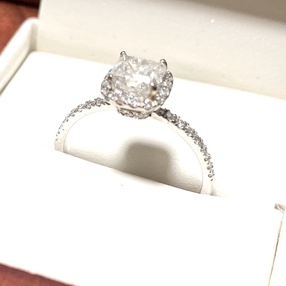 Diamond 2CTW Genuine Cushion Cut Halo White Gold Ring Certified GIA Authentic - Picture 4 of 16